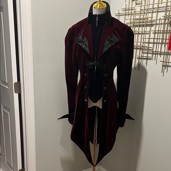 Devil Fashion Jackets & Blazers - Luxurious Velvet Women's Blazer in Deep Burgundy